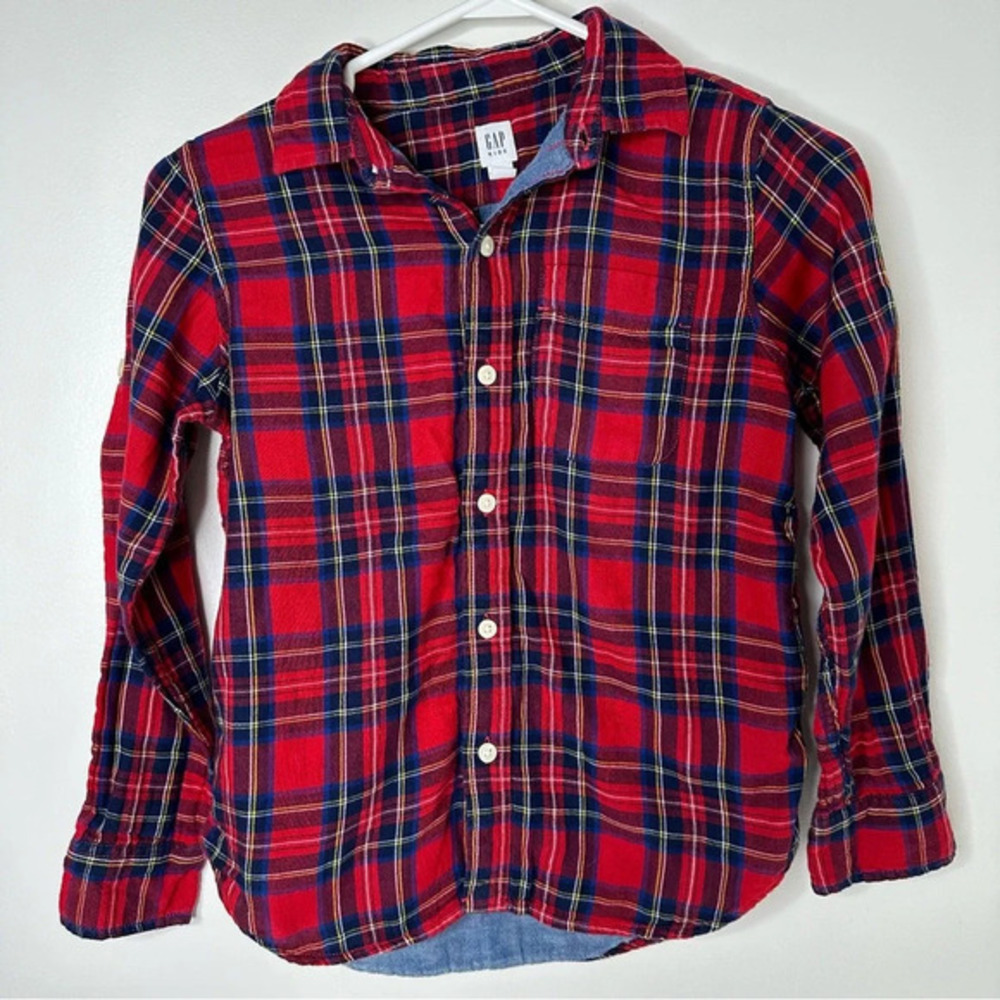 GAP kids plaid button down shirt